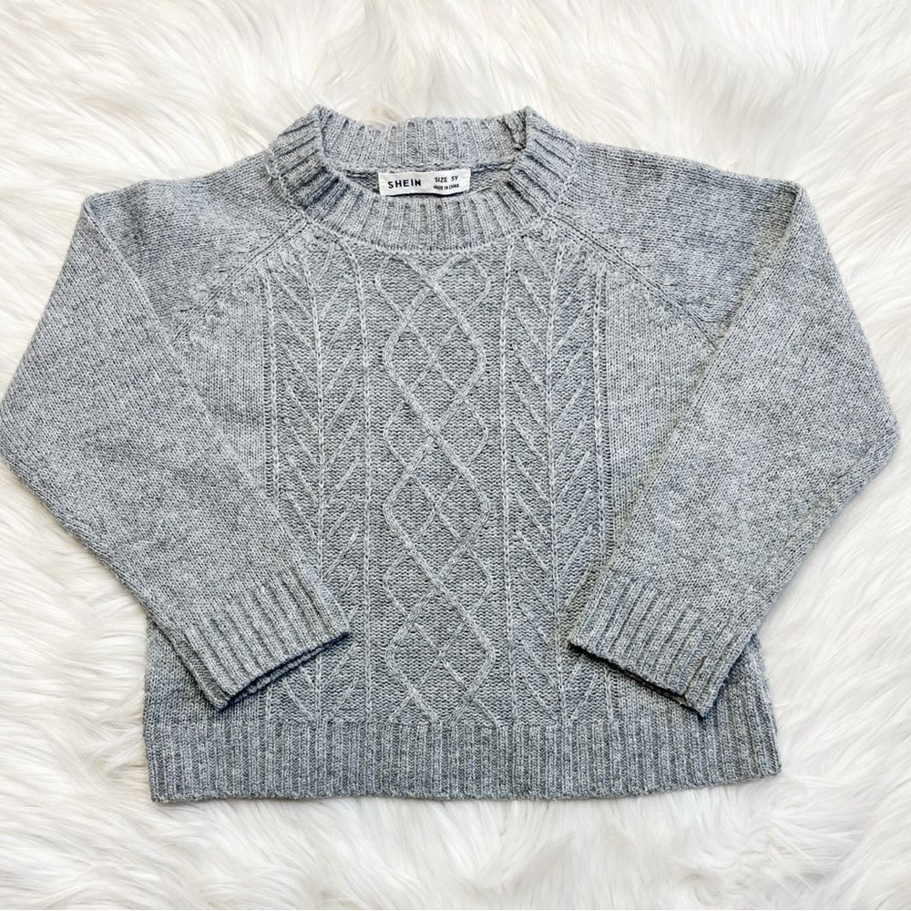 SHEIN Cable Knit Crew Neck Sweater Grey Size 5